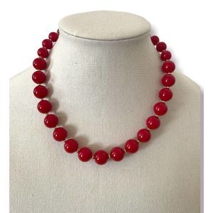 Vintage red gold beaded graduated necklace Monet